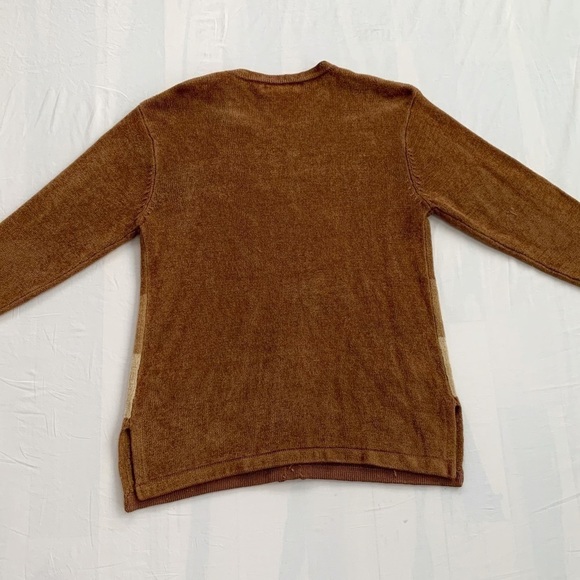 #093 Vintage Angora Wool grandma sweater size L tan, brown earthy tones Woman - Picture 12 of 14